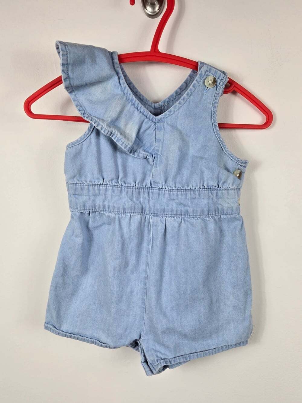 Miles the Label Baby Chambray Romper 3M Ruffle One Shoulder Cotton Boho